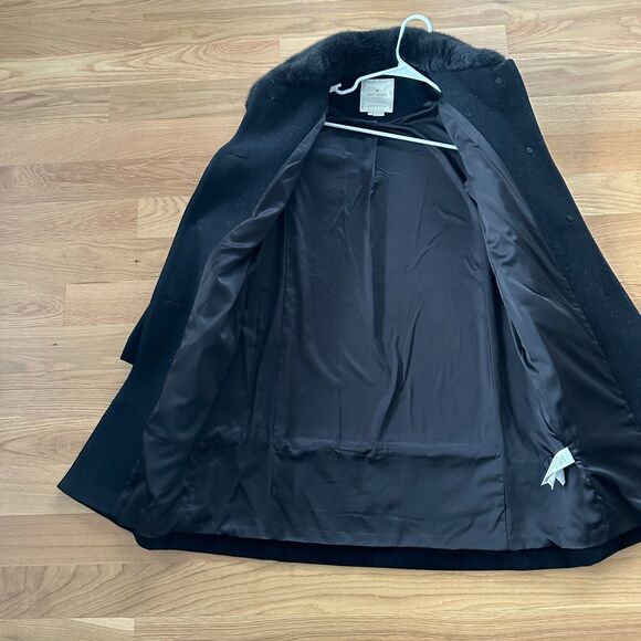 🖤 Kate Spade Black Velvet Trim Collar Coat – Size 0 - Picture 4 of 11